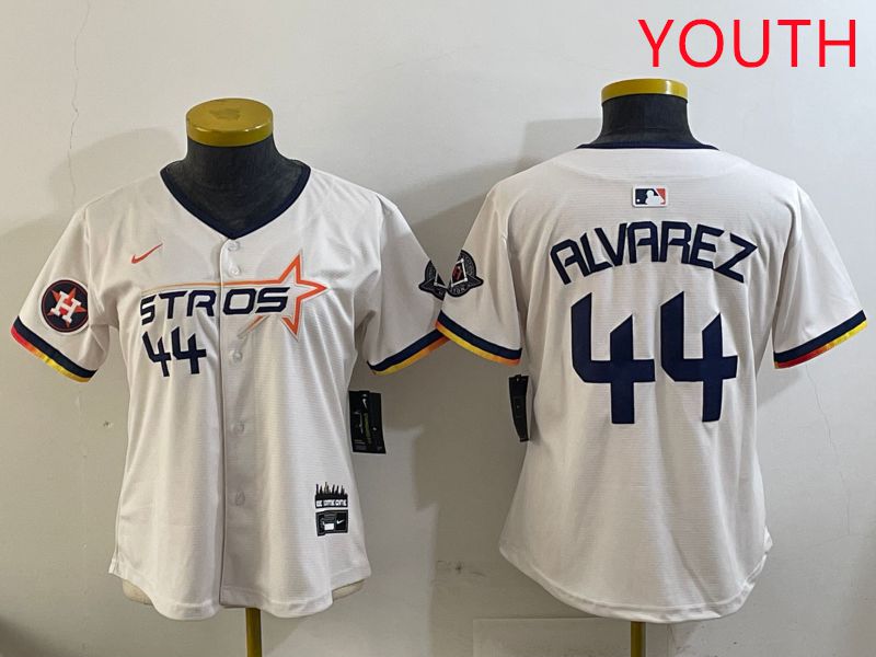 Youth Houston Astros #44 Alvarez Cream Three generations Joint Name 2025 Nike MLB Jersey style 8